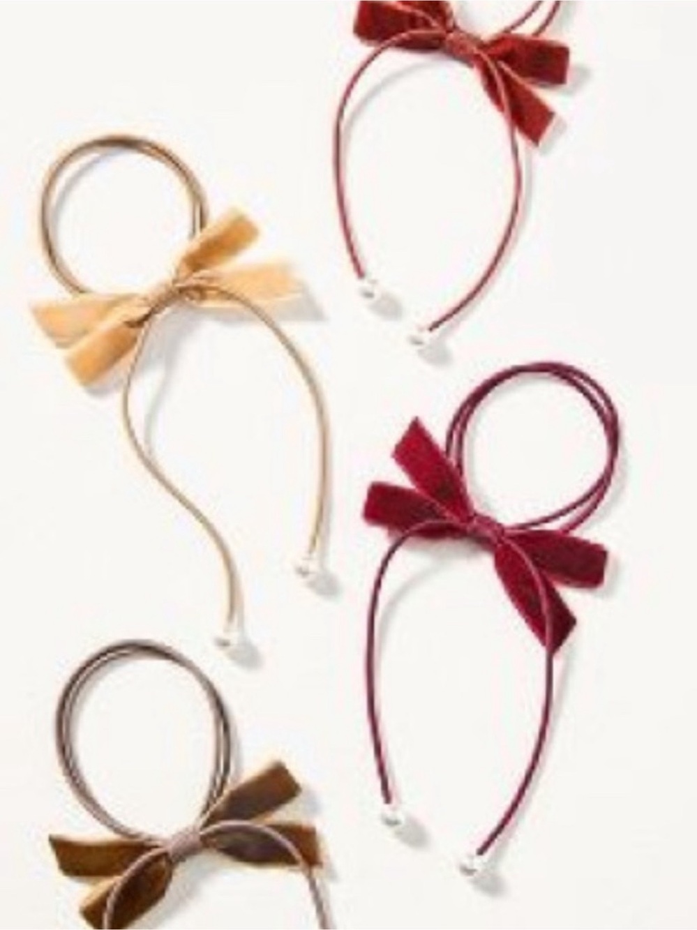Anthropologie Set Of Four Velvet Pearl Hair Ties New